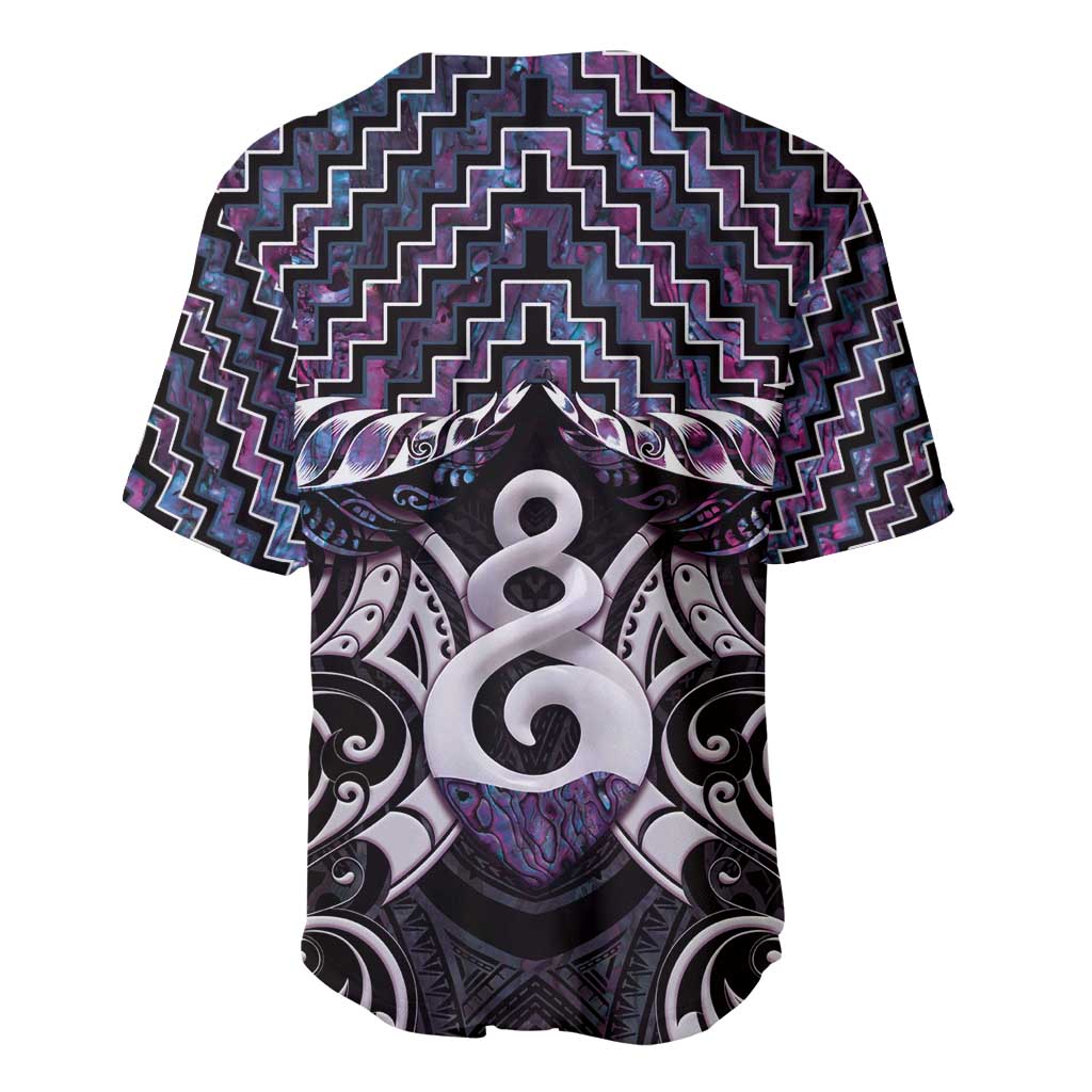 New Zealand Maori Baseball Jersey Poutama Pikorua Purple Paua Shell LT05 - Polynesian Pride