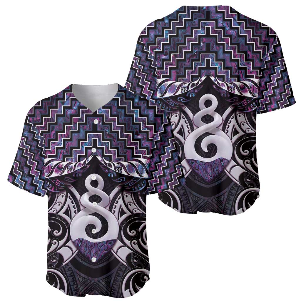 New Zealand Maori Baseball Jersey Poutama Pikorua Purple Paua Shell LT05 - Polynesian Pride