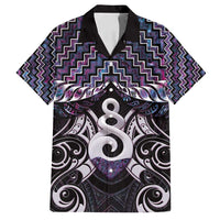 New Zealand Maori Family Matching Tank Maxi Dress and Hawaiian Shirt Poutama Pikorua Purple Paua Shell LT05 Dad's Shirt - Short Sleeve Purple - Polynesian Pride
