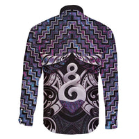 New Zealand Maori Family Matching Tank Maxi Dress and Hawaiian Shirt Poutama Pikorua Purple Paua Shell LT05 - Polynesian Pride