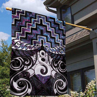 New Zealand Maori Garden Flag Poutama Pikorua Purple Paua Shell