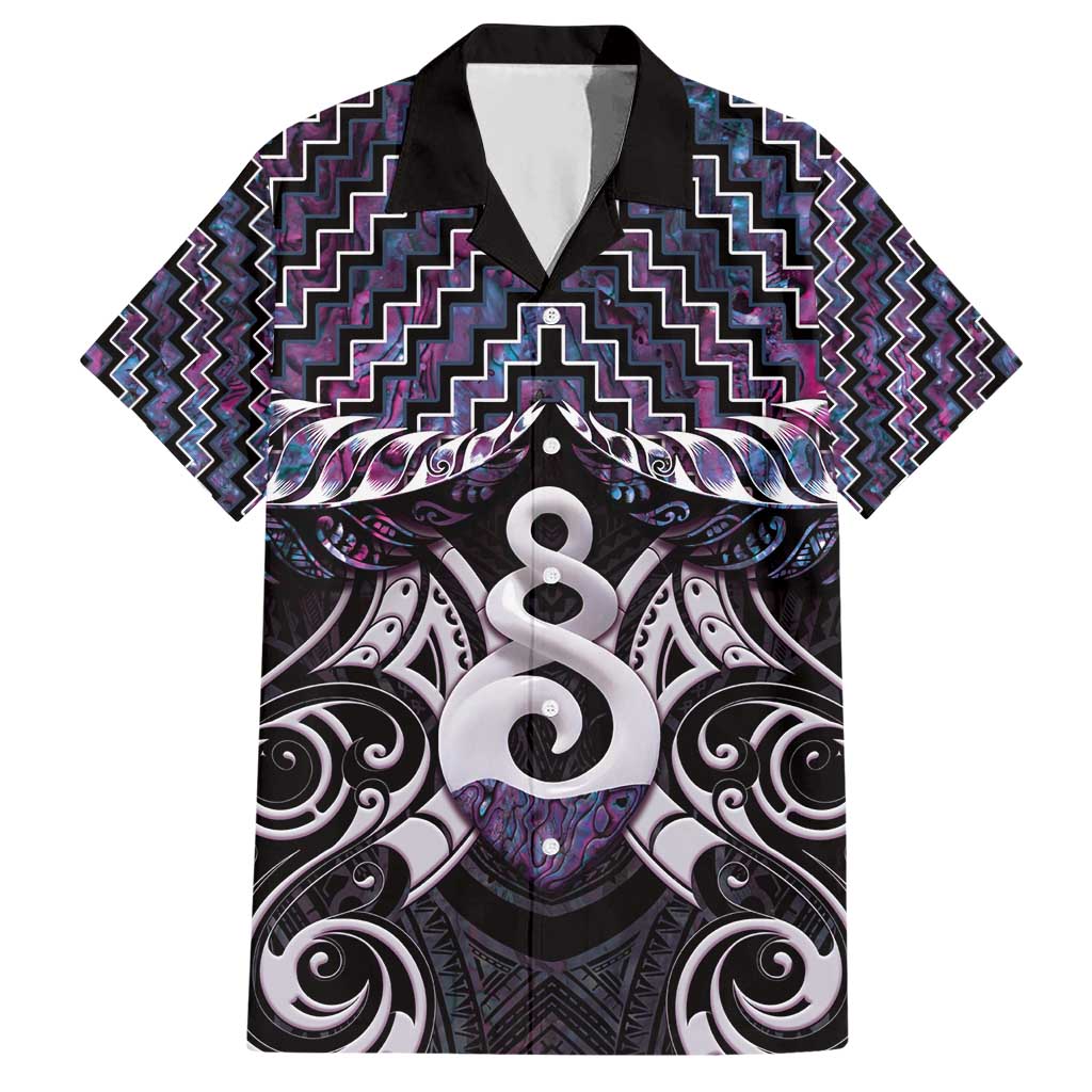 New Zealand Maori Hawaiian Shirt Poutama Pikorua Purple Paua Shell LT05 Purple - Polynesian Pride