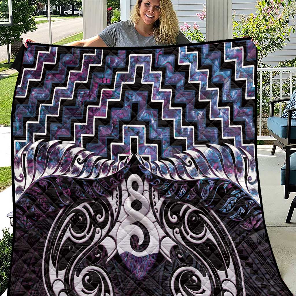 New Zealand Maori Quilt Poutama Pikorua Purple Paua Shell LT05 Purple - Polynesian Pride