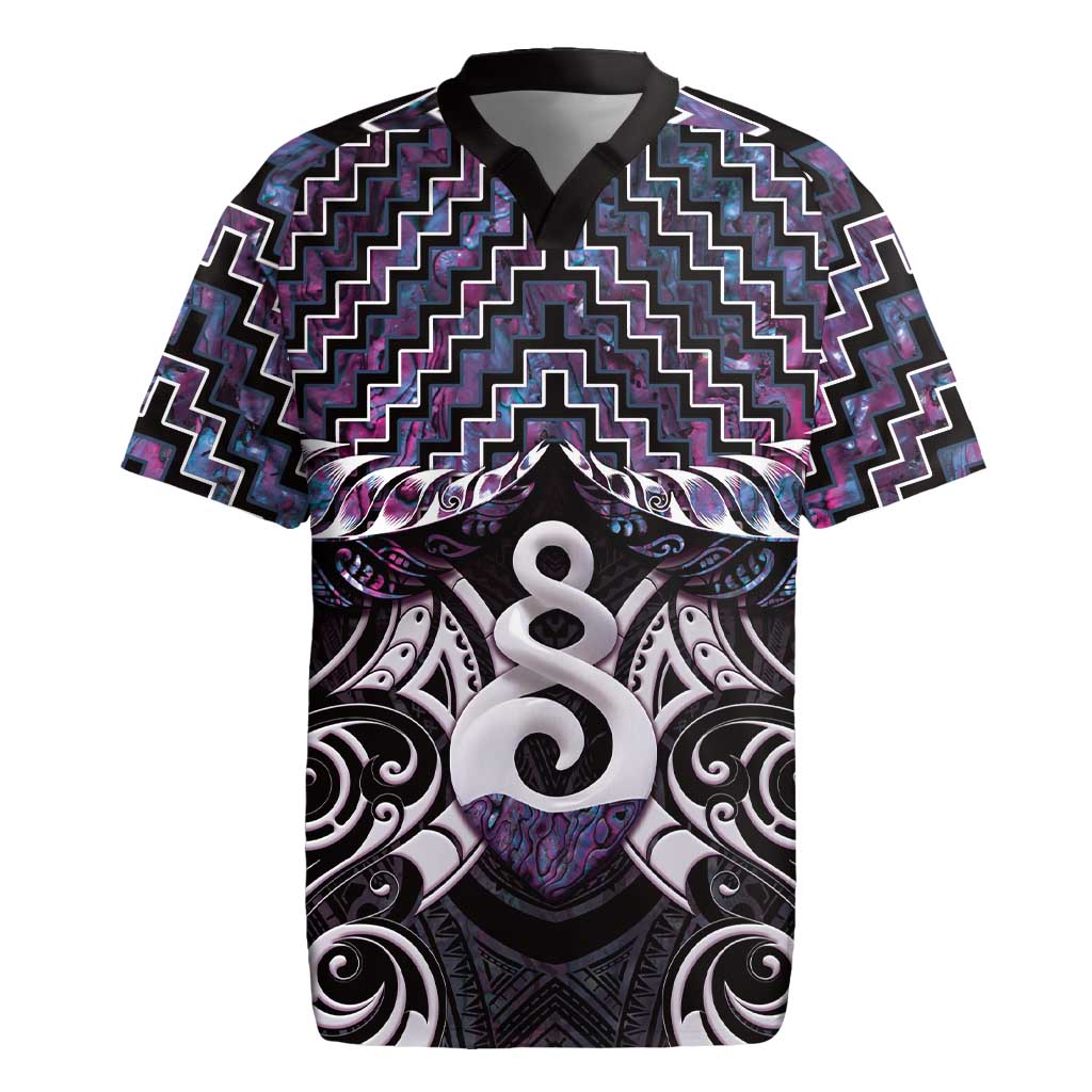 New Zealand Maori Rugby Jersey Poutama Pikorua Purple Paua Shell