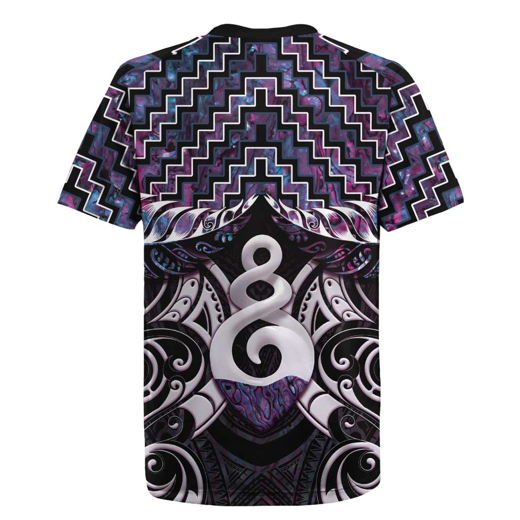 New Zealand Maori Rugby Jersey Poutama Pikorua Purple Paua Shell