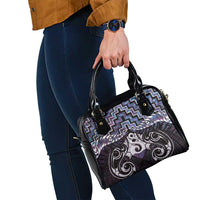 New Zealand Maori Shoulder Handbag Poutama Pikorua Purple Paua Shell LT05 - Polynesian Pride