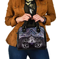 New Zealand Maori Shoulder Handbag Poutama Pikorua Purple Paua Shell LT05 - Polynesian Pride