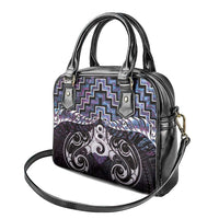 New Zealand Maori Shoulder Handbag Poutama Pikorua Purple Paua Shell LT05 - Polynesian Pride