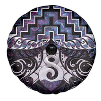New Zealand Maori Spare Tire Cover Poutama Pikorua Purple Paua Shell