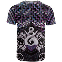 New Zealand Maori T Shirt Poutama Pikorua Purple Paua Shell