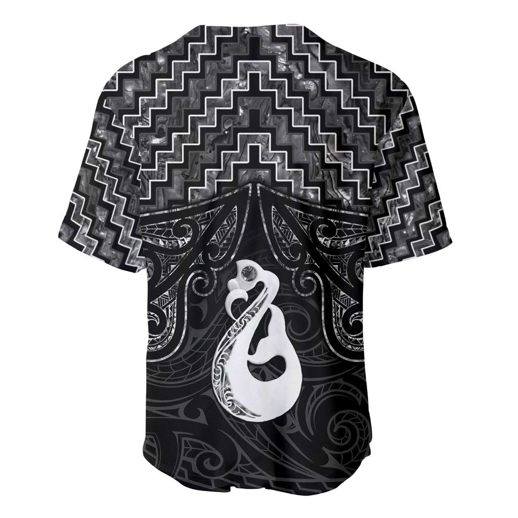 New Zealand Maori Baseball Jersey Poutama Manaia Black Paua Shell LT05 - Polynesian Pride
