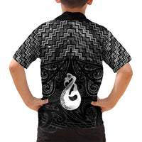 New Zealand Maori Family Matching Tank Maxi Dress and Hawaiian Shirt Poutama Manaia Black Paua Shell LT05 - Polynesian Pride