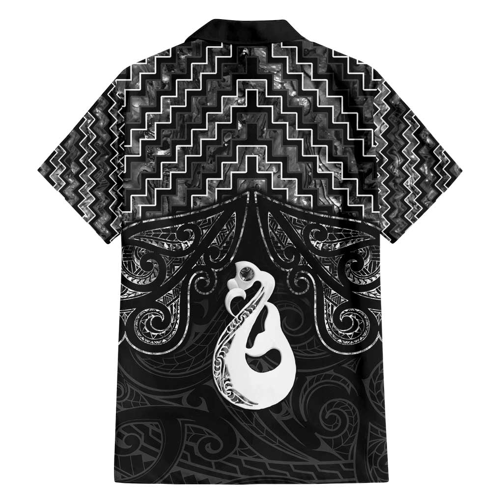 New Zealand Maori Family Matching Tank Maxi Dress and Hawaiian Shirt Poutama Manaia Black Paua Shell LT05 - Polynesian Pride