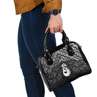 New Zealand Maori Shoulder Handbag Poutama Manaia Black Paua Shell LT05 - Polynesian Pride