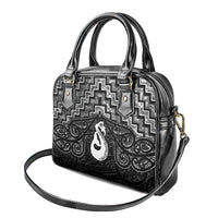 New Zealand Maori Shoulder Handbag Poutama Manaia Black Paua Shell LT05 - Polynesian Pride