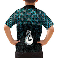New Zealand Maori Family Matching Tank Maxi Dress and Hawaiian Shirt Poutama Manaia Turquoise Paua Shell LT05 - Polynesian Pride