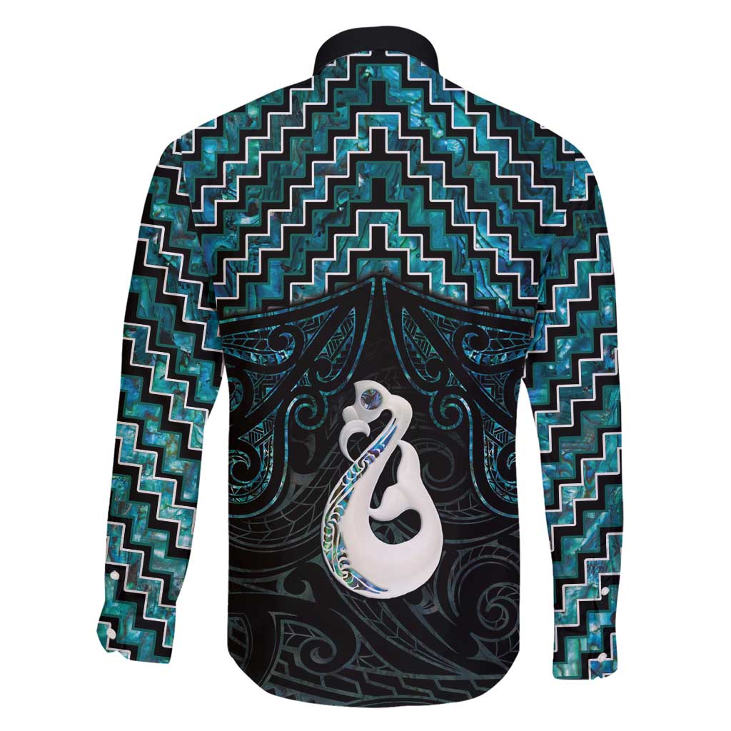 New Zealand Maori Family Matching Tank Maxi Dress and Hawaiian Shirt Poutama Manaia Turquoise Paua Shell LT05 - Polynesian Pride