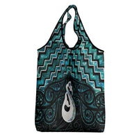New Zealand Maori Grocery Bag Poutama Manaia Turquoise Paua Shell