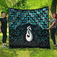 New Zealand Maori Quilt Poutama Manaia Turquoise Paua Shell