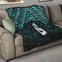 New Zealand Maori Quilt Poutama Manaia Turquoise Paua Shell