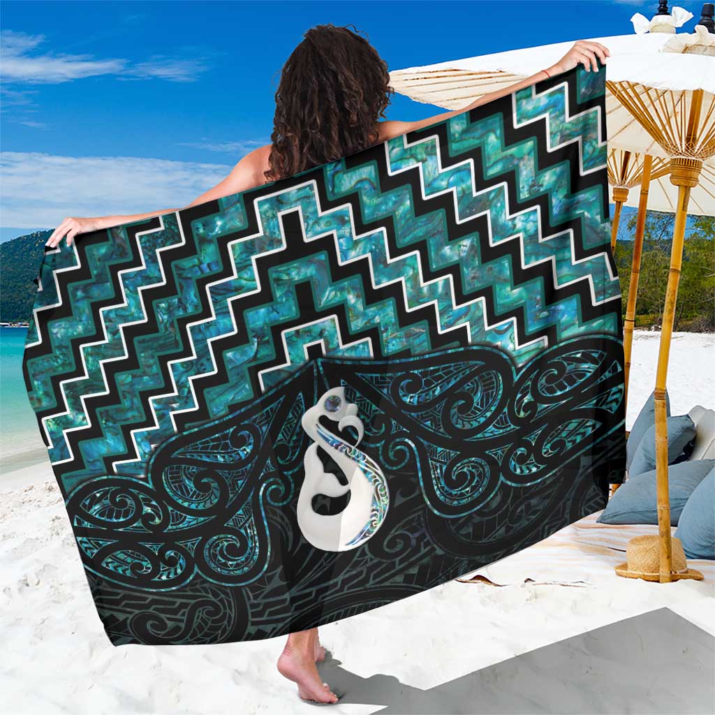 New Zealand Maori Sarong Poutama Manaia Turquoise Paua Shell LT05 One Size 44 x 66 inches Turquoise - Polynesian Pride