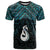 New Zealand Maori T Shirt Poutama Manaia Turquoise Paua Shell