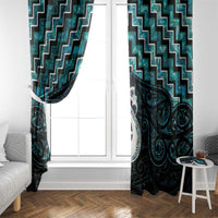 New Zealand Maori Window Curtain Poutama Manaia Turquoise Paua Shell