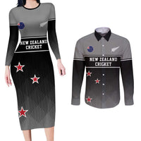 Custom New Zealand Cricket Couples Matching Long Sleeve Bodycon Dress and Long Sleeve Button Shirt Black Cap Unbeatable