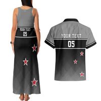 Custom New Zealand Cricket Couples Matching Tank Maxi Dress and Hawaiian Shirt Black Cap Unbeatable