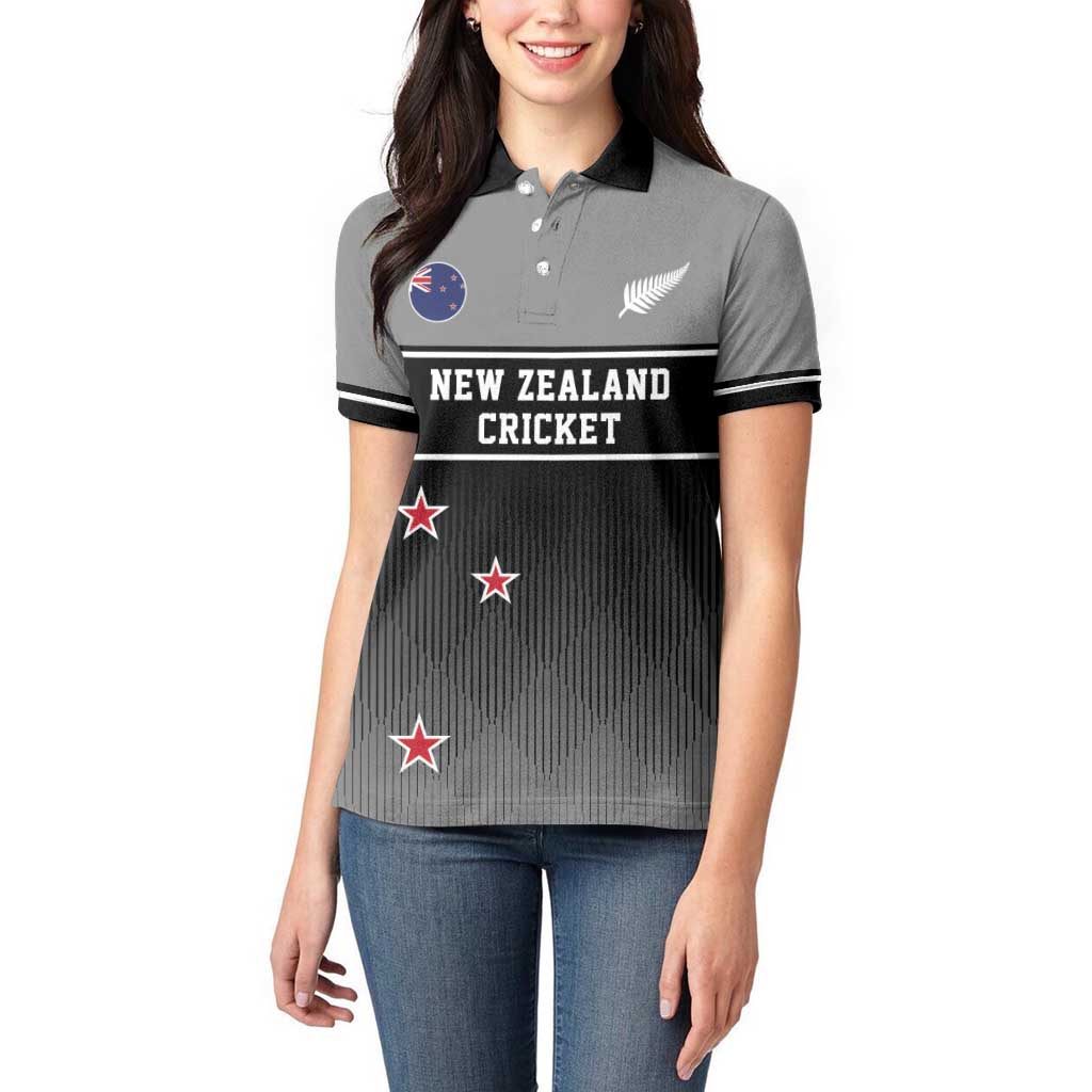 Custom New Zealand Cricket Women Polo Shirt Black Cap Unbeatable