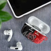 New Zealand And England Rugby AirPods Case Red Rose Mix Maori Pattern - Polynesian Pride