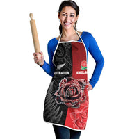 New Zealand And England Rugby Apron Red Rose Mix Maori Pattern - Polynesian Pride