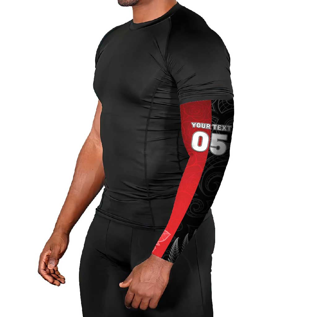 New Zealand And England Rugby Custom Arm Sleeves Red Rose Mix Maori Pattern - Polynesian Pride