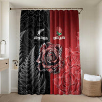 New Zealand And England Rugby Bathroom Set Red Rose Mix Maori Pattern - Polynesian Pride