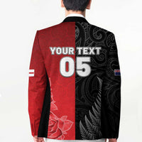 New Zealand And England Rugby Custom Blazer Red Rose Mix Maori Pattern - Polynesian Pride