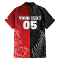 New Zealand And England Rugby Custom Family Matching Tank Maxi Dress and Hawaiian Shirt Red Rose Mix Maori Pattern - Polynesian Pride