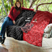 New Zealand And England Rugby Quilt Red Rose Mix Maori Pattern - Polynesian Pride