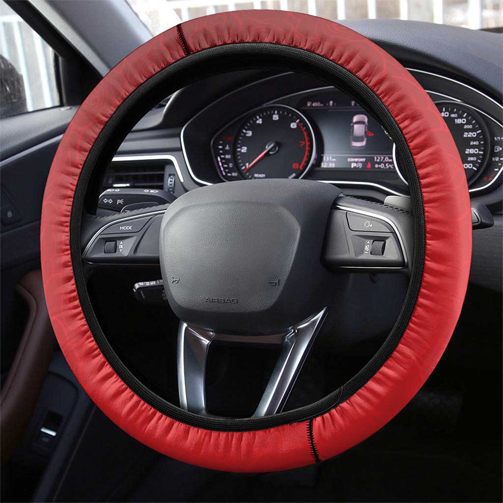 New Zealand And England Rugby Steering Wheel Cover Red Rose Mix Maori Pattern - Polynesian Pride