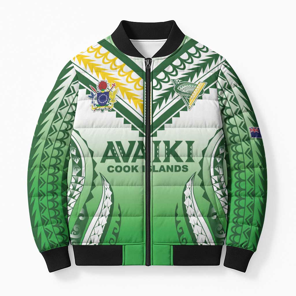 Custom Cook Islands Avaiki Rugby Bomber Puffer Jacket Go Champions - Polynesian Pride