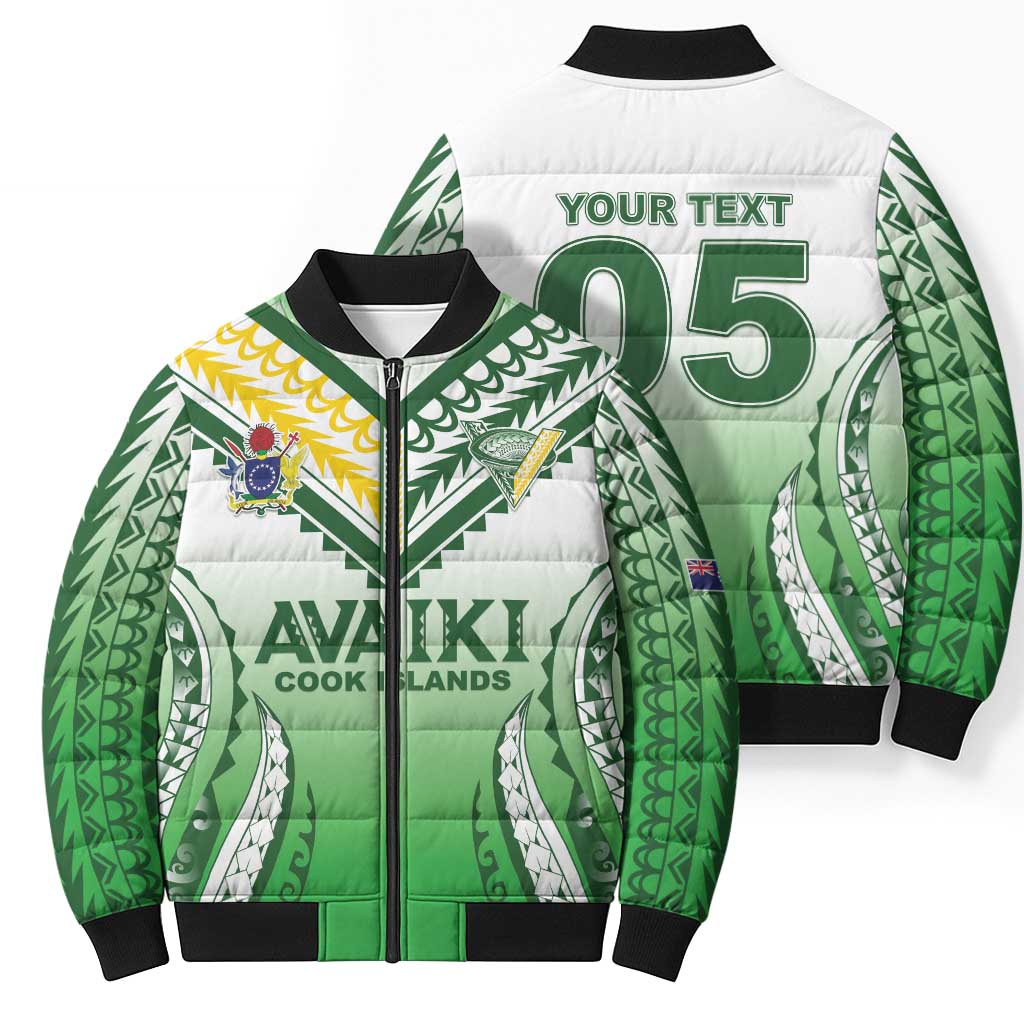 Custom Cook Islands Avaiki Rugby Bomber Puffer Jacket Go Champions - Polynesian Pride