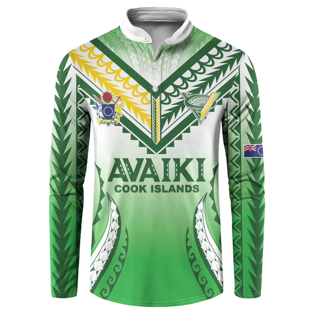 Custom Cook Islands Avaiki Rugby Button Sweatshirt Go Champions - Polynesian Pride