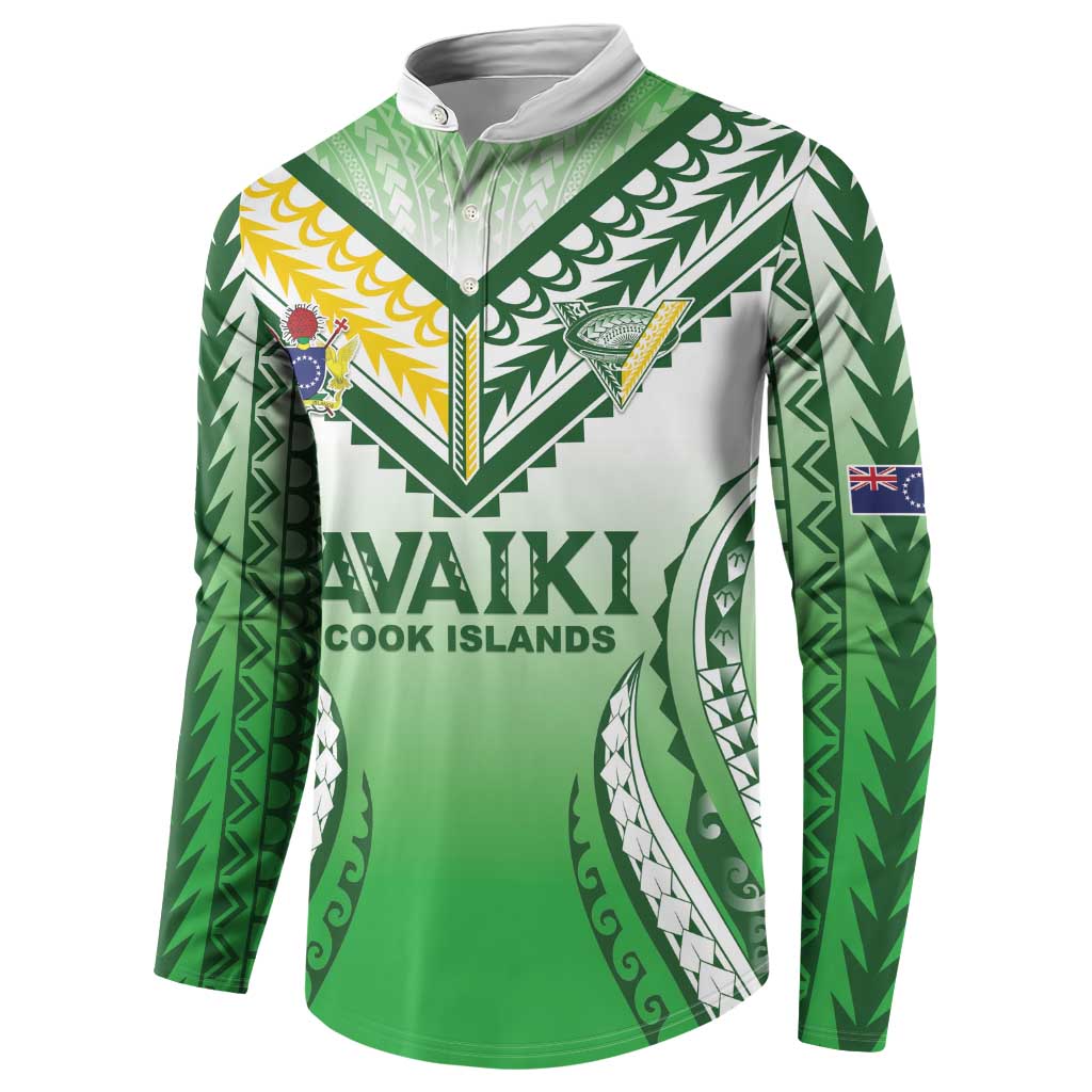 Custom Cook Islands Avaiki Rugby Button Sweatshirt Go Champions - Polynesian Pride