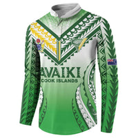 Custom Cook Islands Avaiki Rugby Button Sweatshirt Go Champions - Polynesian Pride