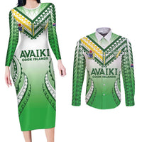 Custom Cook Islands Avaiki Rugby Couples Matching Long Sleeve Bodycon Dress and Long Sleeve Button Shirt Go Champions - Polynesian Pride