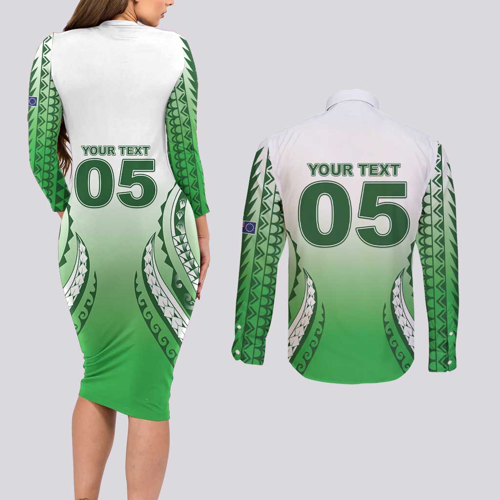 Custom Cook Islands Avaiki Rugby Couples Matching Long Sleeve Bodycon Dress and Long Sleeve Button Shirt Go Champions - Polynesian Pride