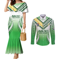 Custom Cook Islands Avaiki Rugby Couples Matching Mermaid Dress and Long Sleeve Button Shirt Go Champions - Polynesian Pride