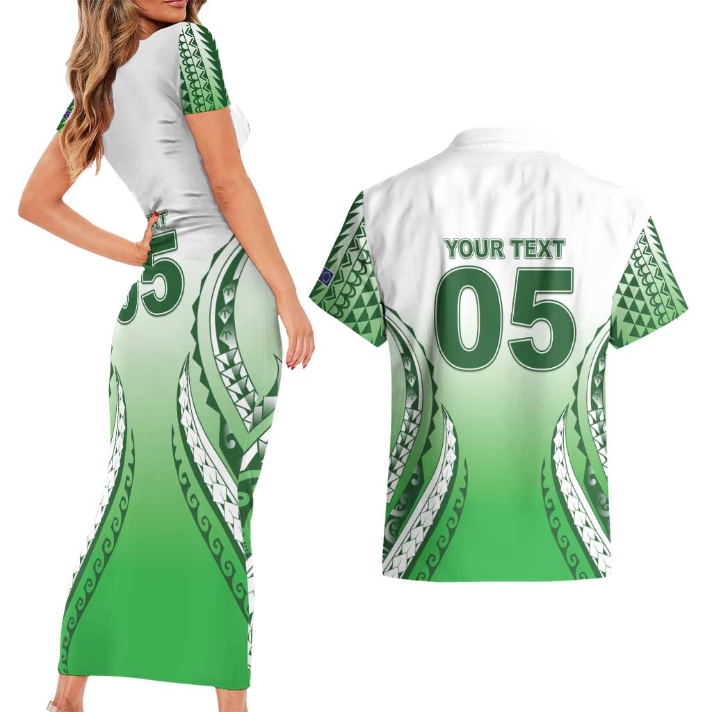 Custom Cook Islands Avaiki Rugby Couples Matching Short Sleeve Bodycon Dress and Hawaiian Shirt Go Champions - Polynesian Pride
