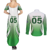 Custom Cook Islands Avaiki Rugby Couples Matching Summer Maxi Dress and Long Sleeve Button Shirt Go Champions - Polynesian Pride