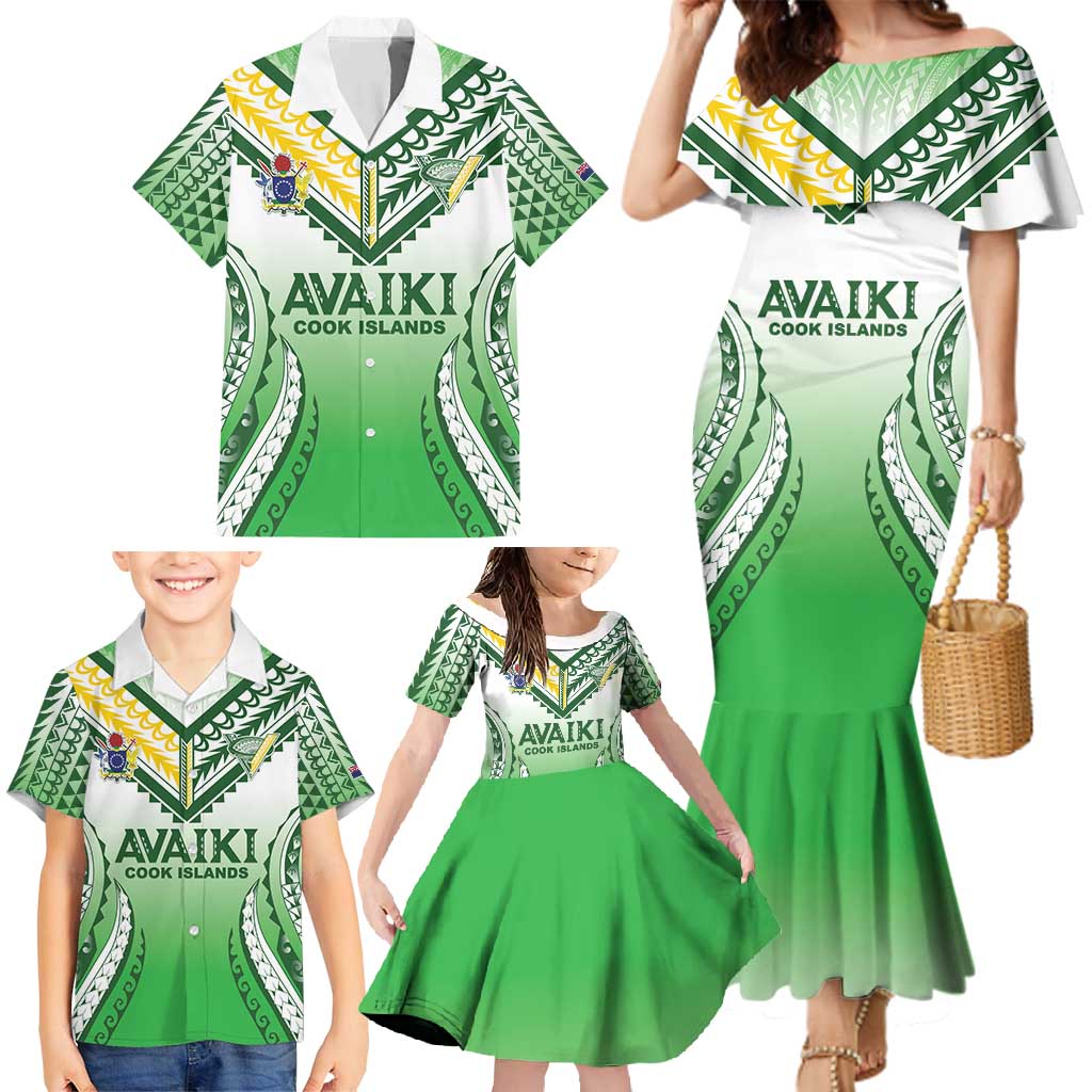 Custom Cook Islands Avaiki Rugby Family Matching Mermaid Dress and Hawaiian Shirt Go Champions - Polynesian Pride