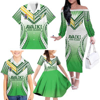 Custom Cook Islands Avaiki Rugby Family Matching Off The Shoulder Long Sleeve Dress and Hawaiian Shirt Go Champions - Polynesian Pride